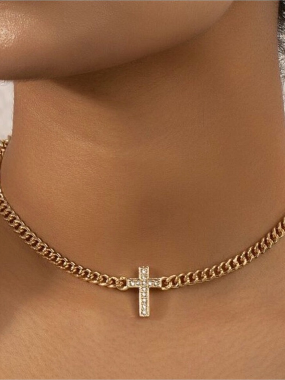 18K Gold Filled Cross Cuban
Chain Choker Necklace